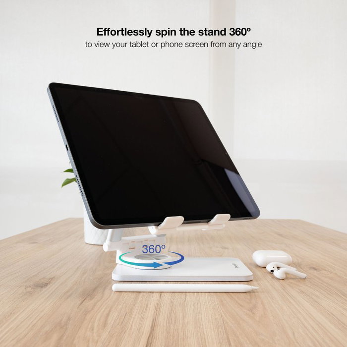 Tooq Soporte de Sobremesa Ajustable para Móvil o Tablet de hasta 12.9" - Blanco